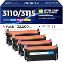 3110 3115 Toner Cartridge Set 4-Pack High Capacity Replacement for Dell 310-8092 310-8094 310-8096 310-8098 Compatible with Dell 3110 3115 3110cn 3115cn Color Laser Printers Black Cyan Magenta Yellow