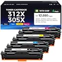 312X 305X Toner Cartridge Set 4-Pack Printer Replacement for HP 312A 305A CF380A CE410A for LaserJet Pro 400 color MFP M475dn M475dw M451dn M451dw M451nw Pro 300 M375nw M351a M476dw M476nw M476dn Ink