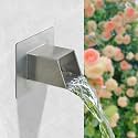 316 Stainless Steel 1.2-Inch Wall-Mounted Water Spout - Durable Outdoor Garden Square Waterfall Spillway with Integrated Spray Baffle, Modern Design for Patio, and Landscaping (Silver)