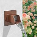 316 Stainless Steel 1.2-Inch Wall-Mounted Water Spout - Durable Outdoor Garden Square Waterfall Spillway with Integrated Spray Baffle, Modern Design for Patio and Landscaping (Brown)