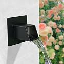 316 Stainless Steel 1.2" Wall Mount Water Spout – Outdoor Square Waterfall Fountain with Built-in Splash Diffuser, Garden Pond Pool Waterfall Spillway for Patio &amp; Landscape