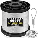 316 Stainless Steel Cable - 400FT 1/32" Wire Rope with 100Pcs Sleeves