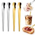316L Long-Handle Stainless Steel Dessert Spoon, Deep Bowl Spoon，MIx：4