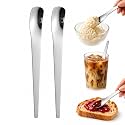 316L Long-Handle Stainless Steel Dessert Spoon, Deep Bowl Spoon (2, Silver)