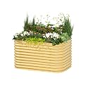 32" Extra Tall Raised Garden Bed Kits, 3.5 x 5 x 2.7ft Raised Planter Box Outdoor, 2 x 6.5 x 2.7ft Deep Root 6 in 1 Modular Metal Raised Beds for Gardening Vegetables Flowers Fruits - Sunlit Oak