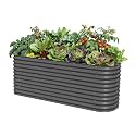 32" Extra Tall Raised Garden Bed Kits, 2 x 8 x 2.7ft Raised Planter Box Outdoor, 3.5 x 6.5 x 2.7ft Deep Root 9 in 1 Modular Metal Raised Beds for Gardening Vegetables Flowers Fruits - Modern Gray