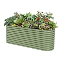 32" Extra Tall Raised Garden Bed Kits, 2 x 8 x 2.7ft Raised Planter Box Outdoor, 3.5 x 6.5 x 2.7ft Deep Root 9 in 1 Modular Metal Raised Beds for Gardening Vegetables Flowers Fruits - Olive Green
