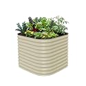 32" Extra Tall Raised Garden Bed Kits, 3.5 x 3.5 x 2.7ft Raised Planter Box Outdoor, 2 x 5 x 2.7ft Deep Root 4 in 1 Modular Metal Raised Beds for Gardening Vegetables Flowers Fruits - Pearl White