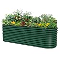 32" Extra Tall Raised Garden Bed Kits, 4 x 8 x 2.7ft Raised Planter Box Outdoor, 2.5 x 9.5 x 2.7ft Deep Root 10 in 1 Modular Metal Raised Beds for Gardening Vegetables Flowers Fruits - British Green