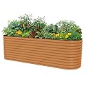 32" Extra Tall Raised Garden Bed Kits, 4 x 8 x 2.7ft Raised Planter Box Outdoor, 2.5 x 9.5 x 2.7ft Deep Root 10 in 1 Modular Metal Raised Beds for Gardening Vegetables Flowers Fruits - Terra Cotta
