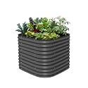 32" Extra Tall Raised Garden Bed Kits, 3.5 x 3.5 x 2.7ft Raised Planter Box Outdoor, 2 x 5 x 2.7ft Deep Root 4 in 1 Modular Metal Raised Beds for Gardening Vegetables Flowers Fruits - Modern Gray