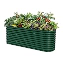 32" Extra Tall Raised Garden Bed Kits, 2 x 8 x 2.7ft Raised Planter Box Outdoor, 3.5 x 6.5 x 2.7ft Deep Root 9 in 1 Modular Metal Raised Beds for Gardening Vegetables Flowers Fruits - British Green