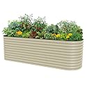 32" Extra Tall Raised Garden Bed Kits, 4 x 8 x 2.7ft Raised Planter Box Outdoor, 2.5 x 9.5 x 2.7ft Deep Root 10 in 1 Modular Metal Raised Beds for Gardening Vegetables Flowers Fruits - Pearl White