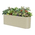 32" Extra Tall Raised Garden Bed Kits, 2 x 8 x 2.7ft Raised Planter Box Outdoor, 3.5 x 6.5 x 2.7ft Deep Root 9 in 1 Modular Metal Raised Beds for Gardening Vegetables Flowers Fruits - Pearl White