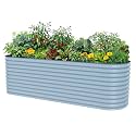 32" Extra Tall Raised Garden Bed Kits, 4 x 8 x 2.7ft Raised Planter Box Outdoor, 2.5 x 9.5 x 2.7ft Deep Root 10 in 1 Modular Metal Raised Beds for Gardening Vegetables Flowers Fruits - Sky Blue