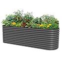 32" Extra Tall Raised Garden Bed Kits, 4 x 8 x 2.7ft Raised Planter Box Outdoor, 2.5 x 9.5 x 2.7ft Deep Root 10 in 1 Modular Metal Raised Beds for Gardening Vegetables Flowers Fruits - Modern Gray