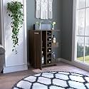 32" Lockable Casters Bar Cabinet, Bistro Cabinets with 6 Liquor Cubbies, Pantry Cabinet with Open Shelves for Home Bar, Walnut