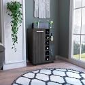 32" Lockable Casters Bar Cabinet, Bistro Cabinets with 6 Liquor Cubbies, Pantry Cabinet with Open Shelves for Home Bar, Espresso