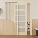 32x80 Sliding Pocket Door,5 Lite Pine Frosted Glass Doors,Hidden Doors