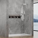 32"x76" Fixed Shower Door,3/8" Safety Glass Shower Panel, Bright Chrome