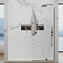 32"x76" Fixed Shower Door,3/8" Safety Glass Shower Panel,Matte Black