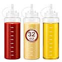32 oz Squeeze Bottles, Cooking Oil Dispenser, Clear Salad Dressing Bottle