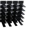 32 Pack - 6 inch Black Hidden L Shelf Bracket (1/5 Inch Thicked) Iron Floating Shelf Brackets Rustic Industrial Metal Brackets for Shelf Support