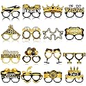 32 Pack Retirement Party Paper Glasses, 16 Black Gold Designs Novelty Eyeglasses, Happy Retirement Decoration Photo Booth Prop, Farewell Party Supplies for Coworker Goodbye 9 to 5 Celebration