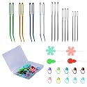 32 Pcs Large-Eye Darning Needles, Big Eye Blunt Yarn Needles Kit with Various Needles and a Storage Box Bent Tapestry Needles Hand Sewing Curved Weaving Needles Wool Needle for Knitting Crocheting