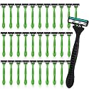 32 Pcs Men's Disposable Razors Bulk 3 Blade Shaving Razor