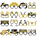 32 Pcs Roaring 20s Paper Eyeglasses, Black Gold Party Props