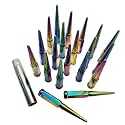 32 PCS Spike Lug Nuts 1/2"-20, Hunting Horse 6 Inch Conical Seat Closed End One Piece Design Wheel Lug Nuts, Multicolor