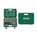 32 Piece Socket Set, 1/2" Drive, Chrome Vanadium Steel, with Ratchet Handle, Hex (6PT) & Bihex(12pt) Sockets,universal joint,t bar, Extension Bars, in Blow Moulded Case