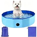 32 x 8 Inch Foldable Dog Pool with Storage Bag, PVC Pet Bath Tub