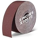 320 Grit Sandpaper Roll for Drum Sander, 3"x100 ft Emery Sand Paper