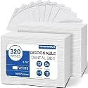 320 Pack Disposable Dental Bibs 13"x18", 3-Ply Waterproof Tattoo Bibs Sheet for Nail Salon, Dental Clinic, Feeding, Tattoo Shop (White)