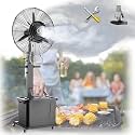 320W Industrial Mist Fan - 26/30" Outdoor Pedestal Cooling Fan with 3 Speeds &amp; 11 Gallon Water Tank for Workshop, Factory &amp; Patio Cooling (Non-Liftable)
