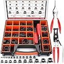 324Pcs 65Mn Steel Spring Band Hose Clamp Kit - 23 Sizes (6-38mm) Constant Tension Pipe Clip with Swivel Jaw & Hose Removal Pliers, Tweezers for Fuel Line, Coolant, Vacuum, Silicone Hoses & Air Tube