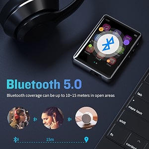 32g mp3 player bluetooth 50 full touch screen hifi lossless mp3 music player line-in speaker with line recorder fm radio support up to 128 gb black