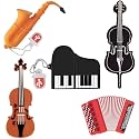 32GB USB Flash Drive Pack of 5 Pcs, BorlterClamp Thumb Drives Memory Stick with Cute Musical Instruments Pattern, USB Drive Gift for Students, Teachers and Kids