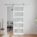 32in x 84in White Sliding Glass Barn Door with 5-Panel Frosted Glass