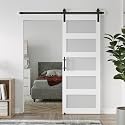 32in x 96in 5-Panel Sliding Glass Barn Door with 4ft Hardware Kit