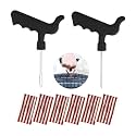 32PCS Car Tire Repair Kit with Plug, 2PCS T Handle Vehicle Tire Repair Tools with 30PCS Strings, Auto Patch Set to Fix Punctures Plug Flats, Universal for Tractor, ATV, Motorcycle