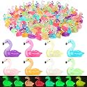 32pcs Luminous Mini Resin Flamingo Ducks 8 Colors Glow in The Dark Flamingo