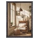 32x24 Wall Mirror, Rustic Wood Frame Vanity Mirror, Rope-Black