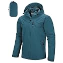 33,000ft Men's Rain Jacket Waterproof Cycling Running Packable Raincoat with Hood Lightweight Windbreaker with Mesh Lining