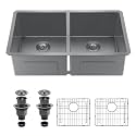 33" Double Bowl Kitchen Sink - Thick 304 Stainless Steel Undermount Sink