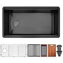 33"X18" Black Undermount Stainless Steel Kitchen Sink Offset Drain
