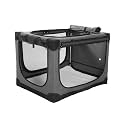 33 x 25 x 25 Inch Collapsible Soft Dog Crate for Dogs Up to 70 lbs, Portable Travel Pet Kennel with 4 Zip Doors, Foldable Indoor Outdoor Crate with Mat, Carry Bag, Grey
