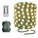 33ft Battery Operated String Lights, 100 LED Fairy String Lights Battery Powered w/Remote & Timer for Indoor Outdoor Christmas Trees Wreath Decoration Bedroom Patio - Warm White